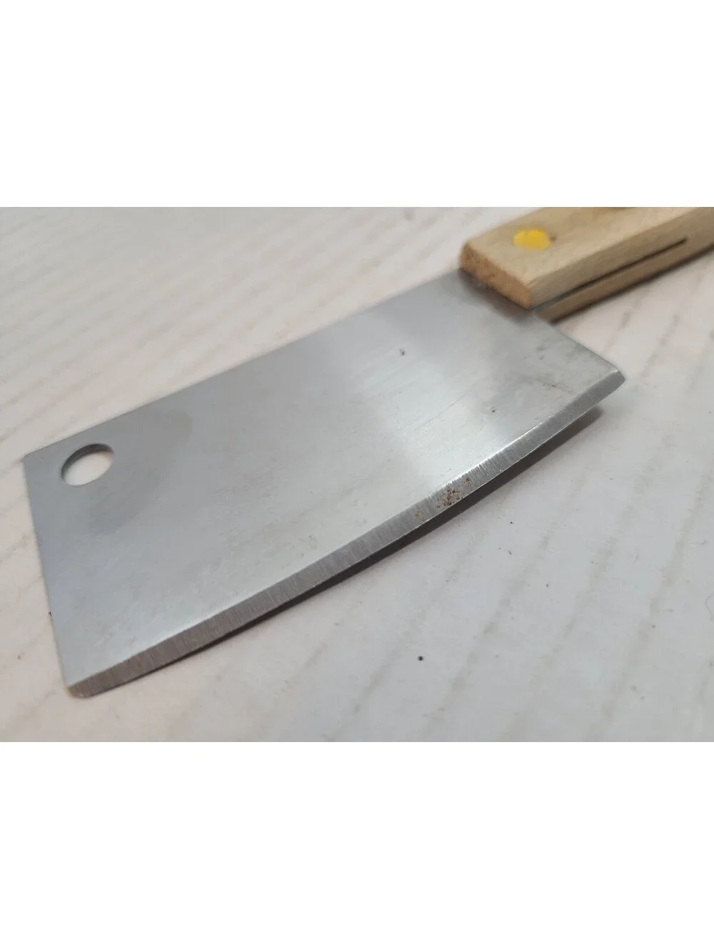 Vintage Stainless Steel Mini Meat & Cheese Cleaver Riveted Wood Handle